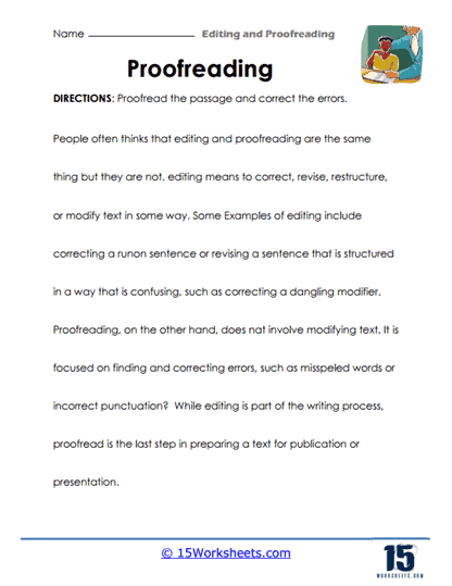 Editing and Proofreading Worksheets - 15 Worksheets Library