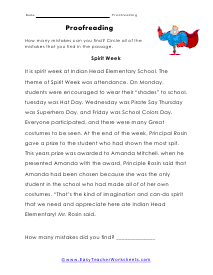 Proofreading and Editing Worksheets