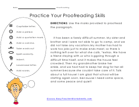Proofreading and Editing Worksheets