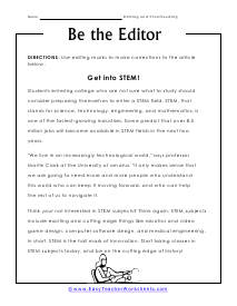Proofreading and Editing Worksheets
