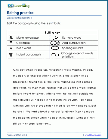 Editing practice worksheets | Worsheets library