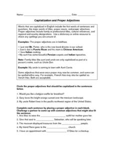 Capitalization and Proper Adjectives Worksheet for 4th - 5th Grade ...