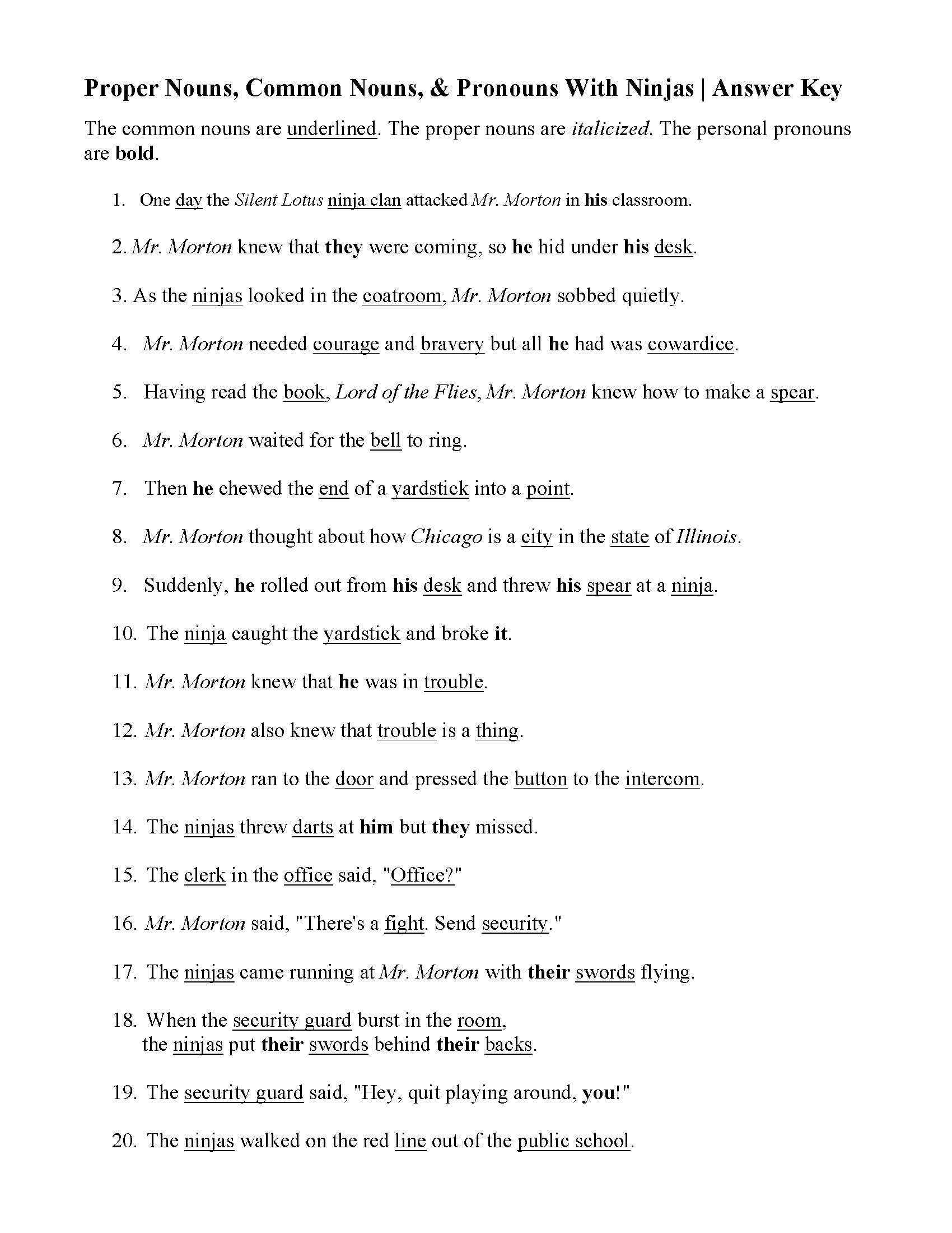 proper and common nouns worksheet