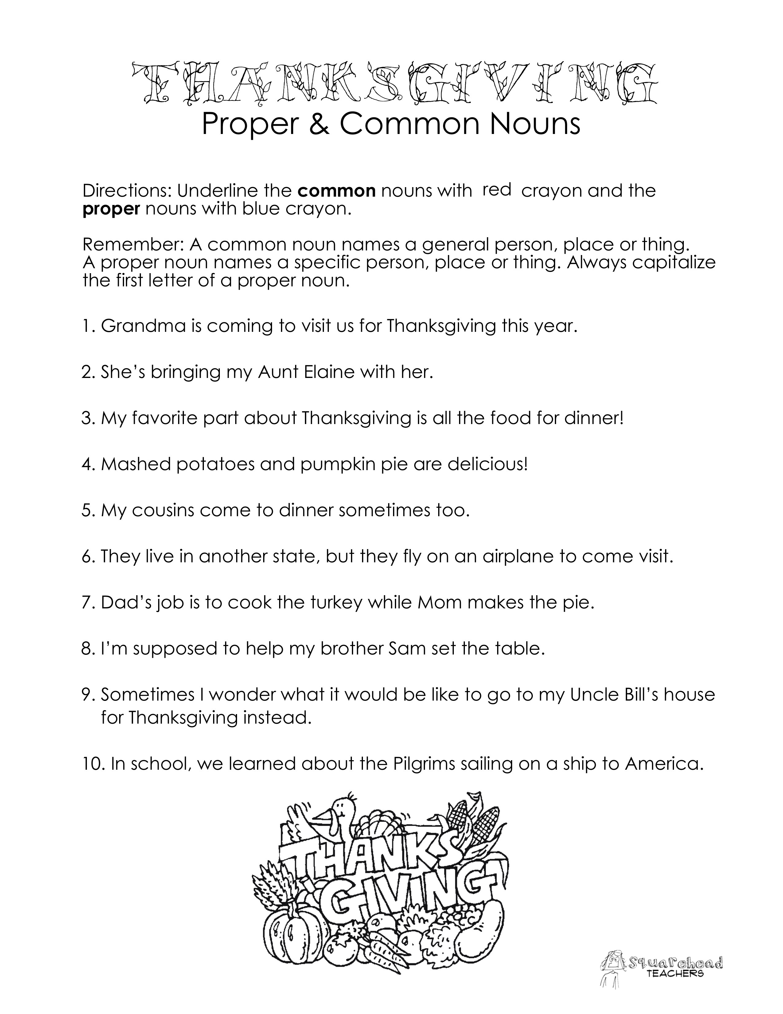 proper noun worksheet 2nd grade