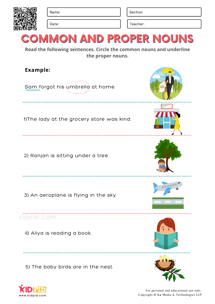 proper noun worksheet for 2nd grade