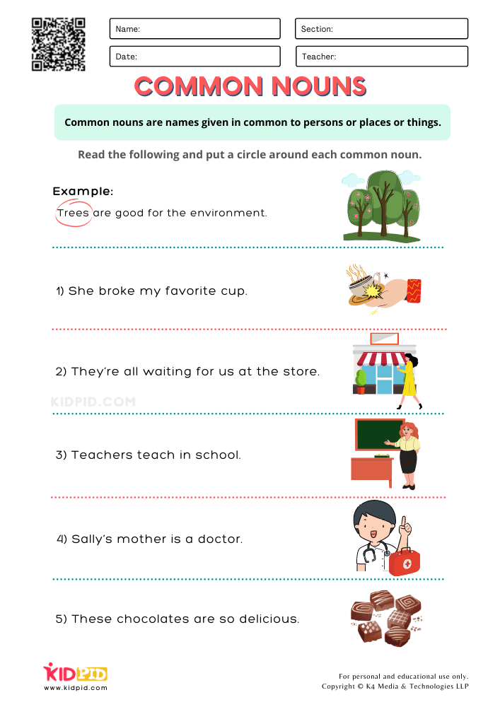 proper noun worksheet for first grade