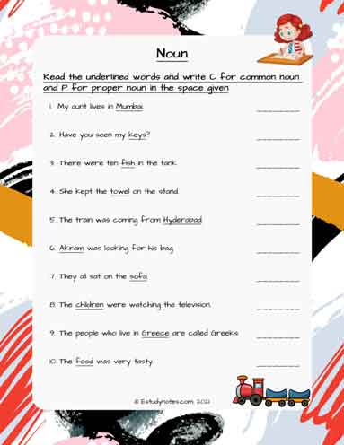 common and proper nouns worksheets for grade 1 - EStudyNotes