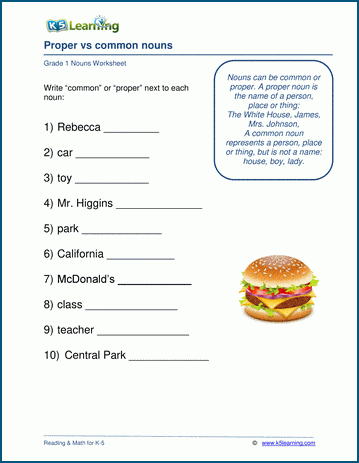 Proper and Common Nouns Worksheets | Worsheets library