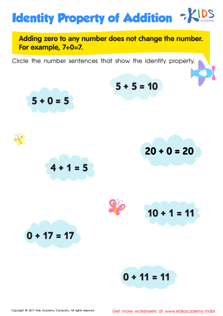 properties of addition worksheet 4th
