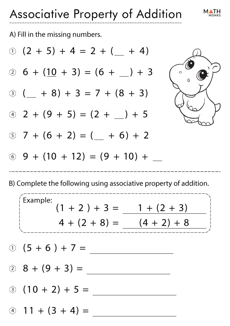 properties of addition worksheet 4th