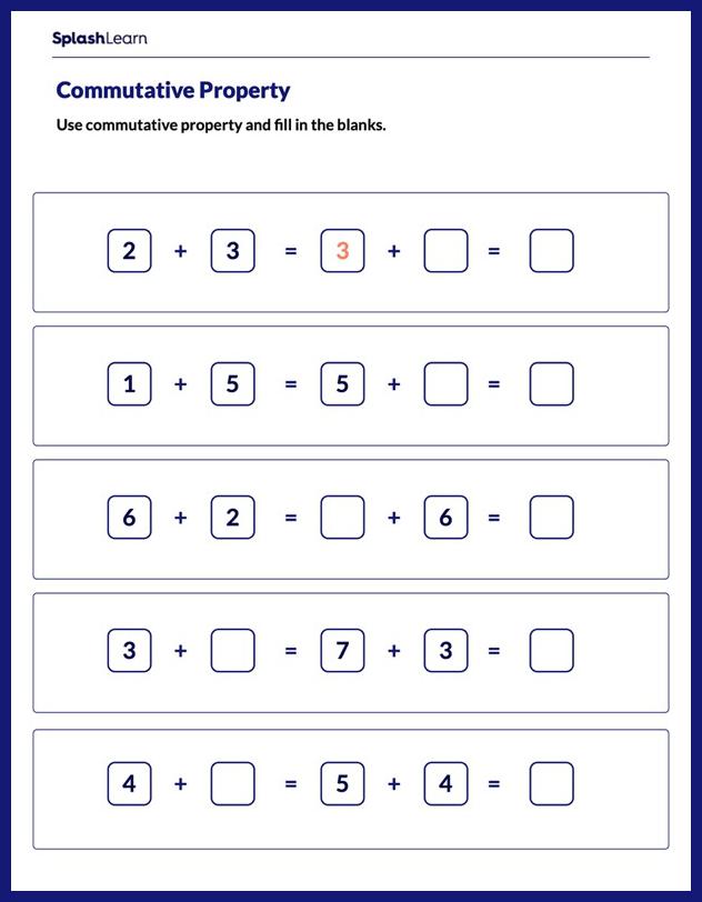properties of addition worksheet for
