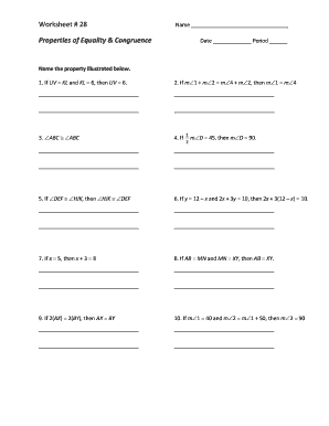 Properties Of Equality And Congruence Worksheet - Fill and Sign ...
