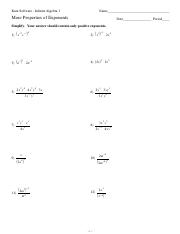 properties of exponents worksheet answers