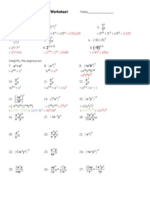 properties of exponents worksheet answers