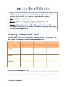 Properties Of Liquids Worksheet - The Homeschool Scientist
