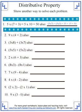 properties of math worksheet pdf