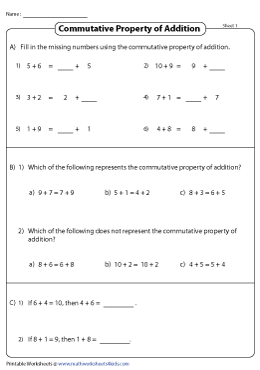 properties of math worksheet pdf