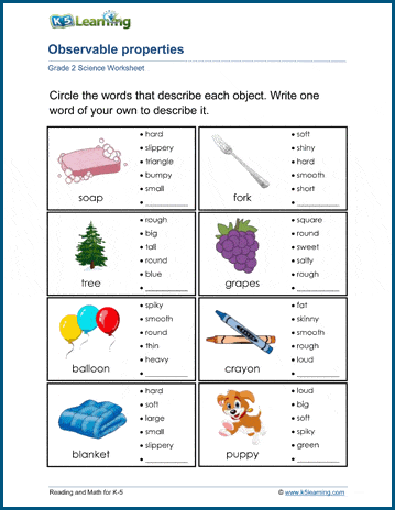 properties of matter worksheet 5th grade