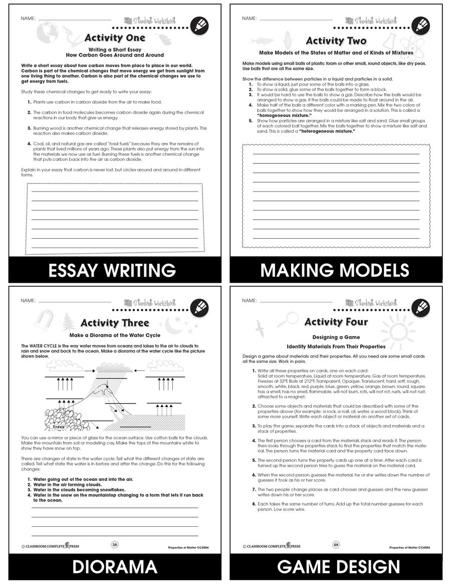 Properties of Matter - BONUS WORKSHEETS - Grades 5 to 8 - eBook ...