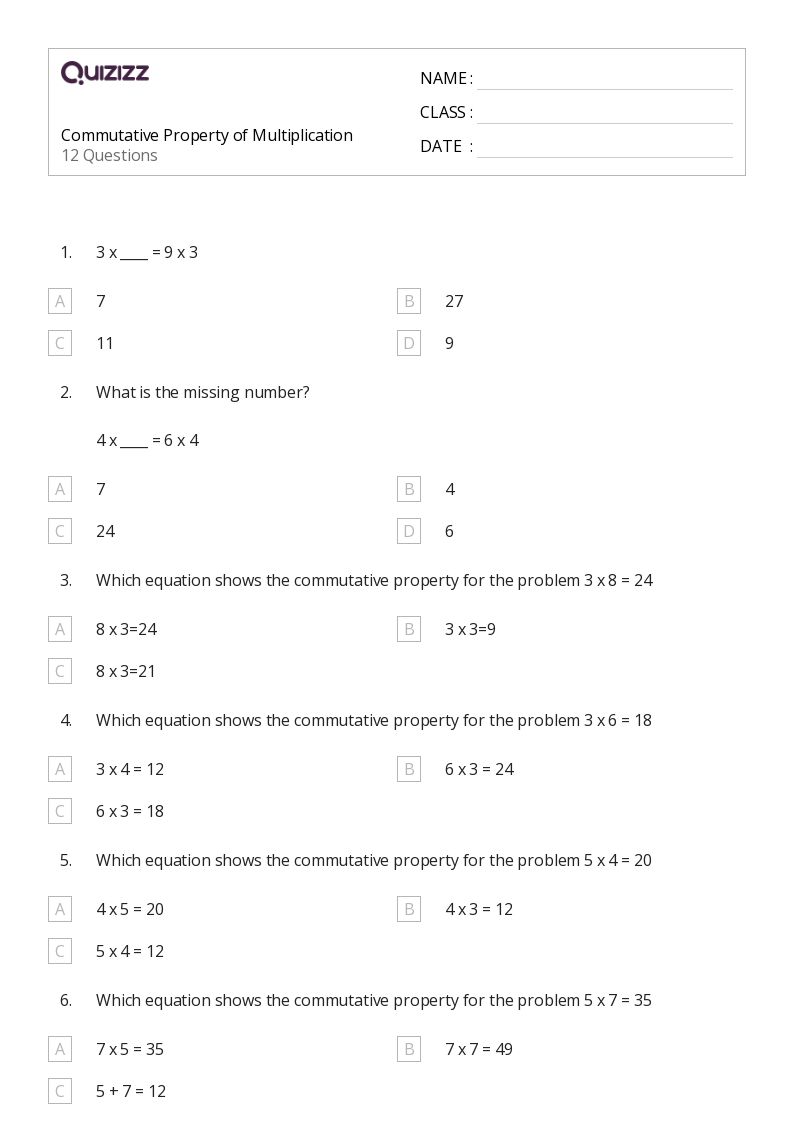 properties of multiplication worksheet grade 4