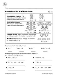 properties of multiplication worksheet