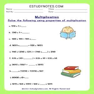 properties of multiplication worksheet