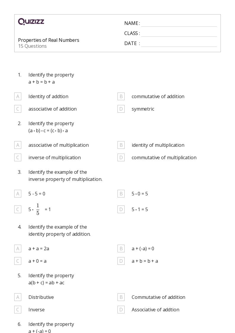 50+ additive identity worksheets for 9th Class on Quizizz | Free ...
