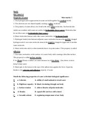 properties of water worksheet answer key
