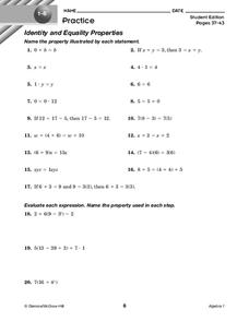 Substitution Property of Equality Lesson Plans &  Worksheets