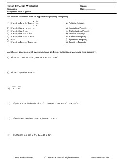 property of equality worksheet