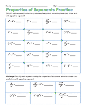 property of exponents worksheet