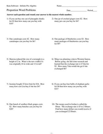 Proportion word problems | PDF