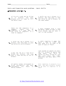 Proportion Word Problems Worksheets