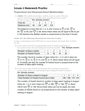proportional and nonproportional relationships worksheet answers