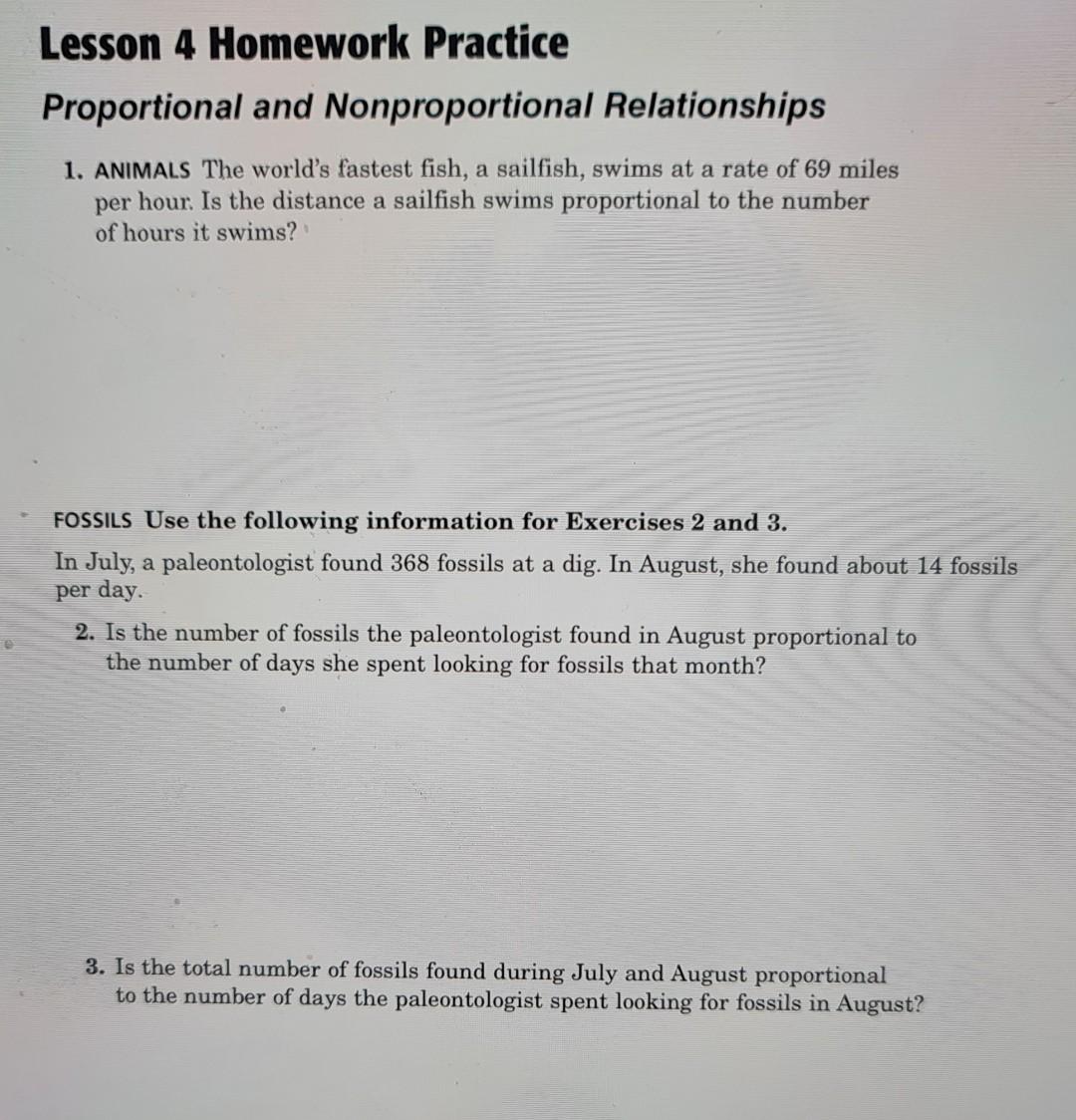 proportional and nonproportional relationships worksheet answers