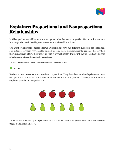 proportional and nonproportional relationships worksheet