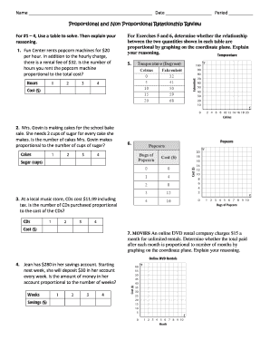proportional and nonproportional relationships worksheet