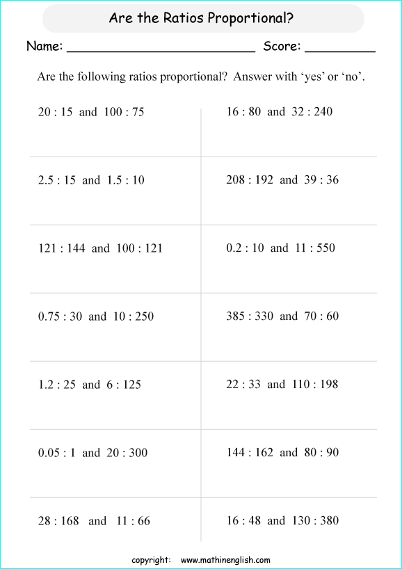 proportional or not worksheet