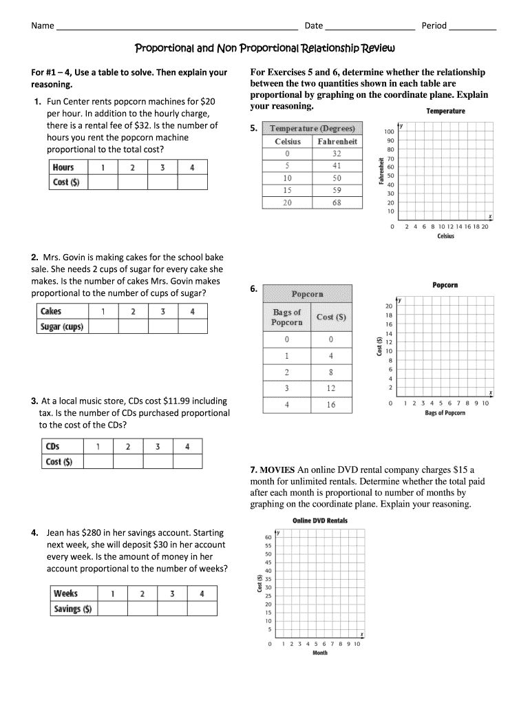 proportional relationship worksheet 7th grade