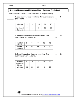 Proportional Relationship Matching Activity - Fill and Sign ...