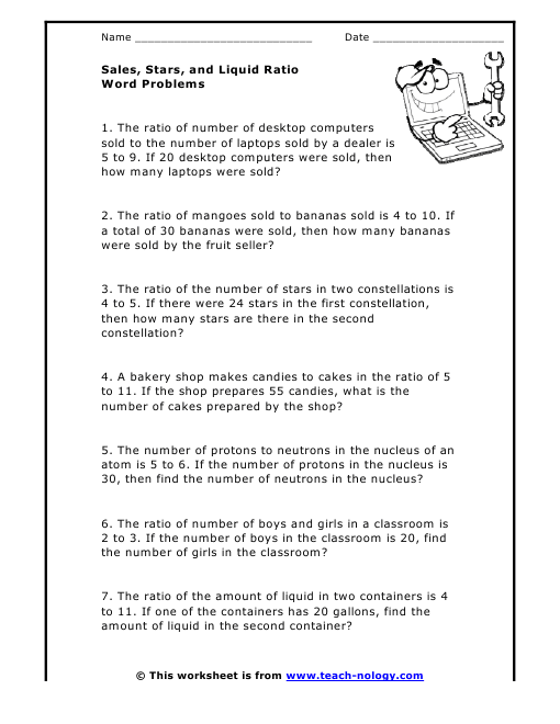 proportional word problems worksheet