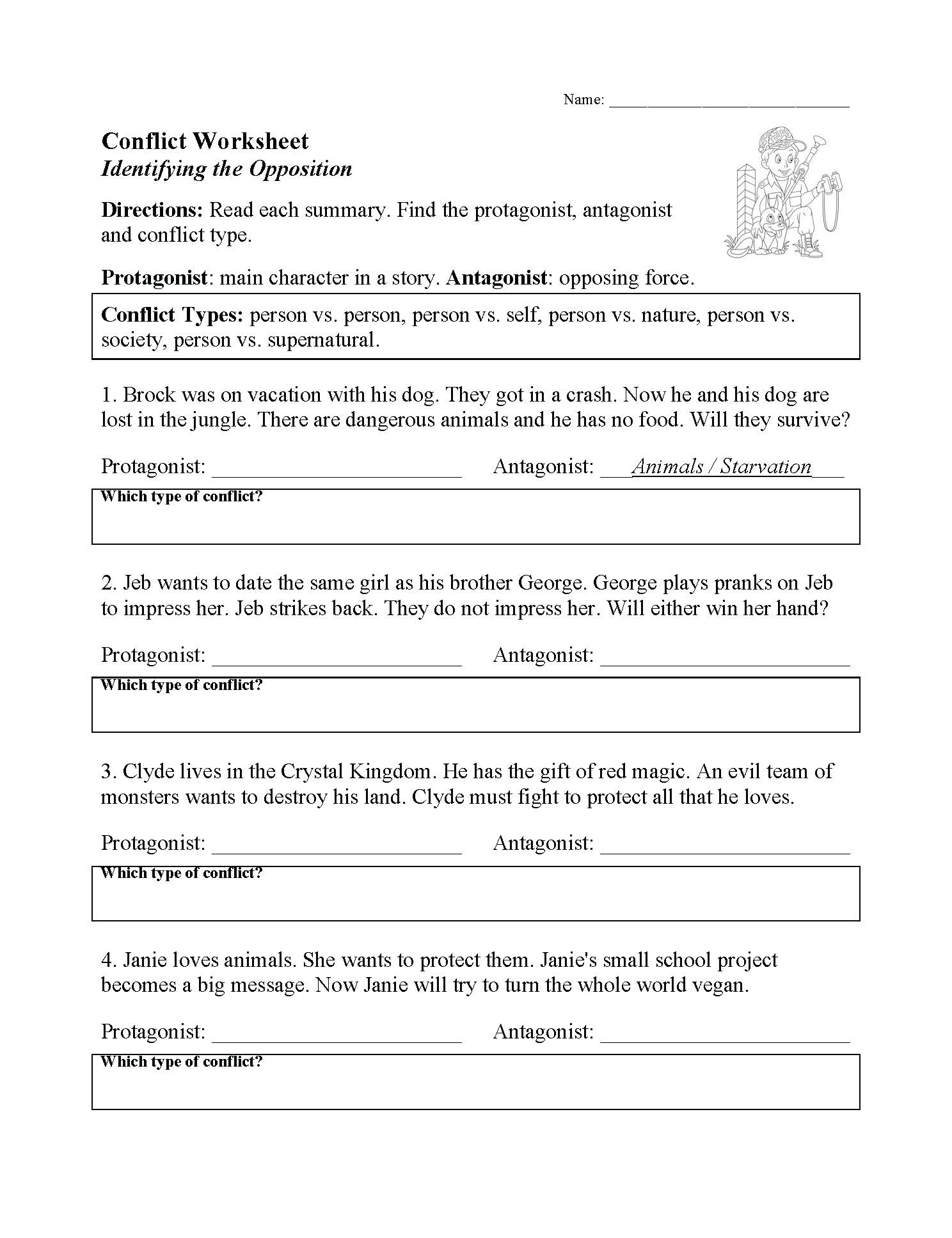 protagonist and antagonist worksheet