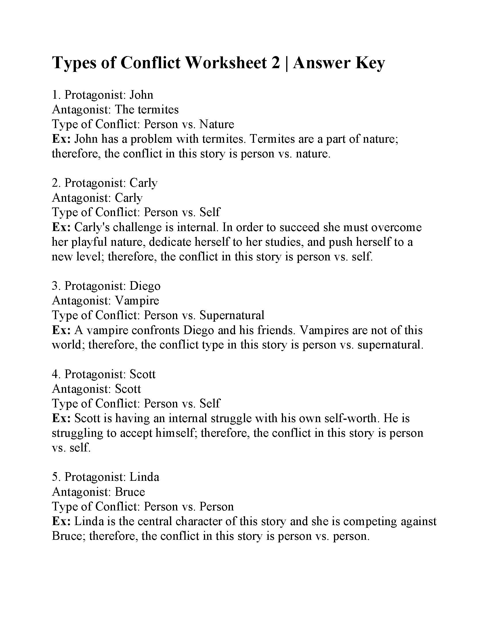 protagonist and antagonist worksheet