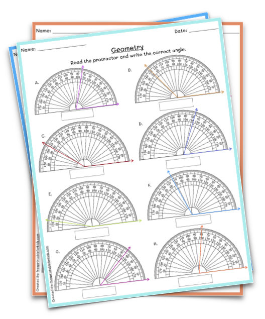 Protractor Reading worksheets for Fourth Grade. Download and practice