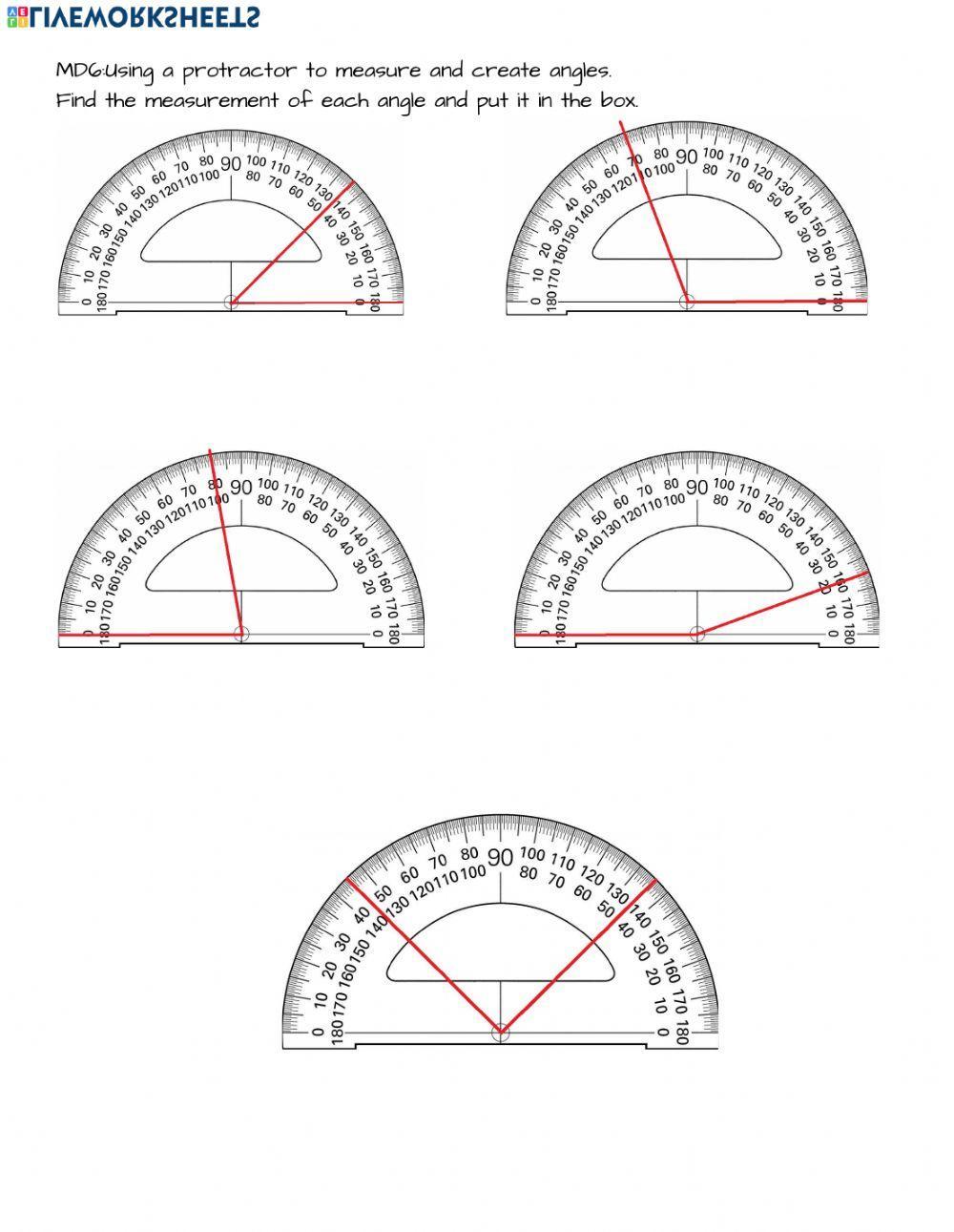 4.MD.6 Measuring angles with a protractor worksheet  