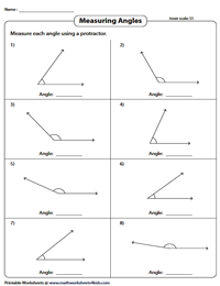 Measuring Angles with a Protractor Worksheets