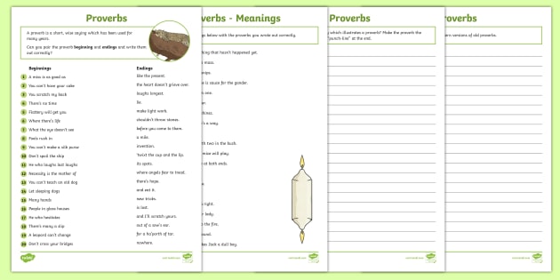 Proverbs Worksheets PDF - English and Grammar Resource