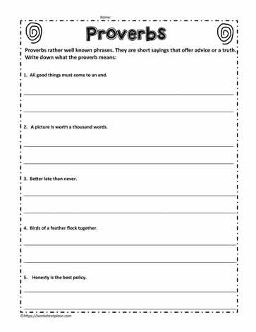Proverb Worksheet Worksheets