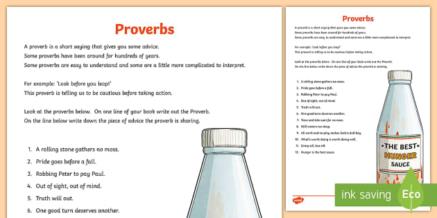 Proverbs in English with Meanings | Worksheet - Twinkl