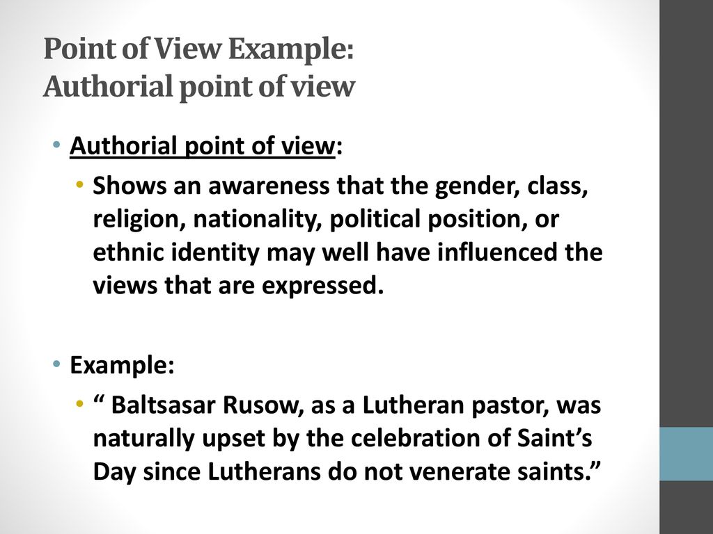 providing a point of view document
